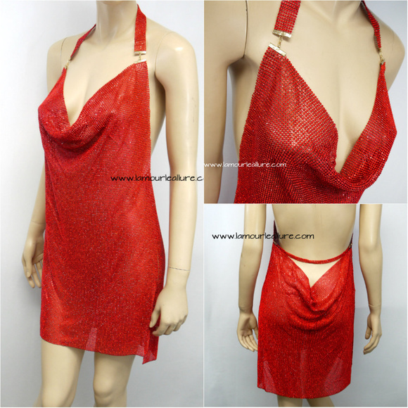 red rhinestone dress